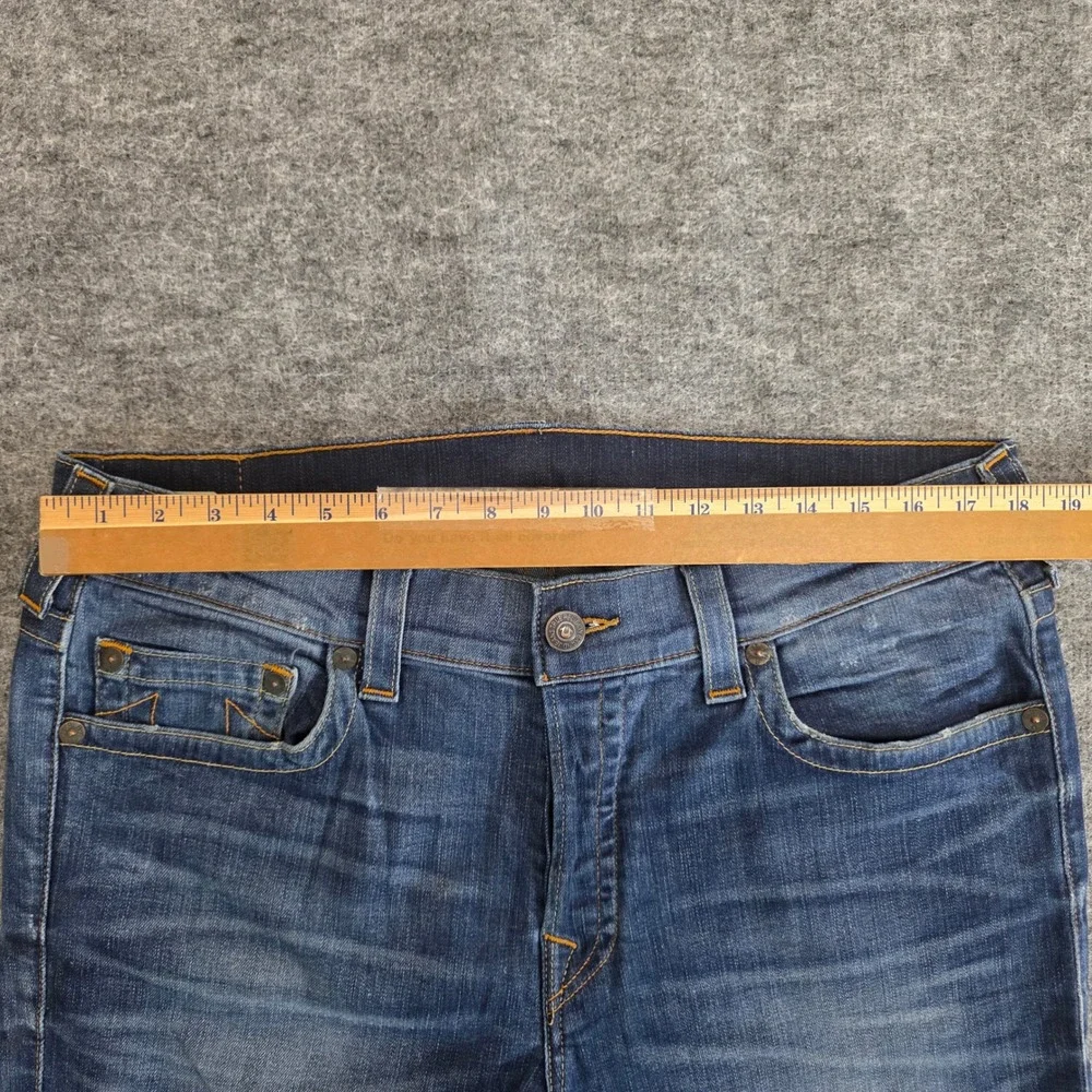 True‎ Religion Rocco Jeans Mens 36X33 Blue Denim Relaxed Skinny Button Fly USA
